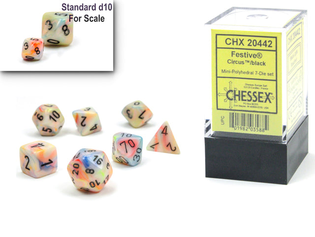 Chessex Festive Mini-hedral Circus/black 7-Die set | Mega City Incorporated