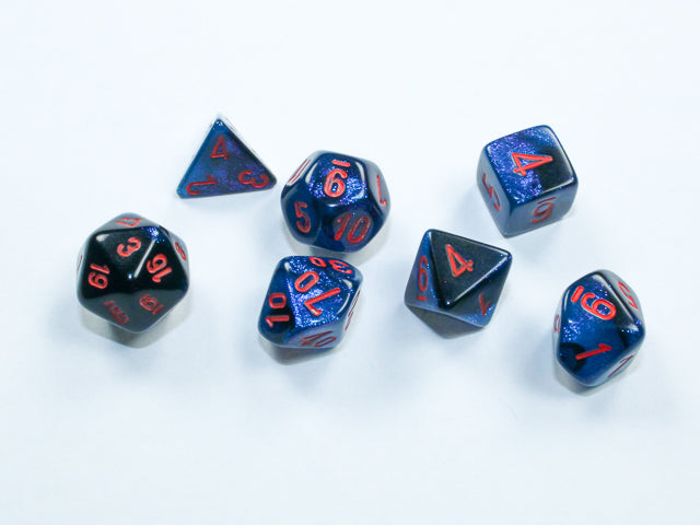 Chessex Gemini Mini-hedral Black-Starlight/red 7-Die Set | Mega City Incorporated