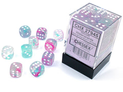 Chessex Nebula Wisteria/white Luminary 12mm d6 Dice Block (36 dice) | Mega City Incorporated