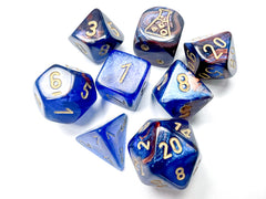 Chessex Lustrous Azurite/gold Polyhedral 7-Dice Set (with bonus die) | Mega City Incorporated