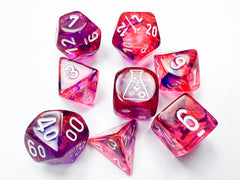 Chessex Nebula Black Light Special/white Polyhedral 7-Dice Set (with bonus die) | Mega City Incorporated