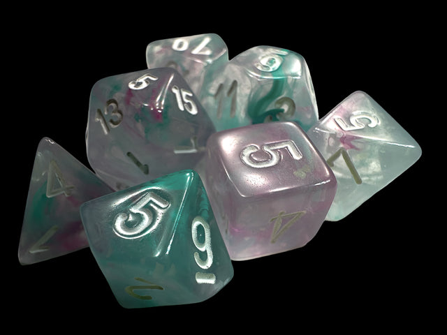 Chessex Nebula Mini-hedral Wisteria/white 7-Die set | Mega City Incorporated