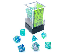 Chessex Festive Mini-hedral Waterlily/white 7-Die set | Mega City Incorporated