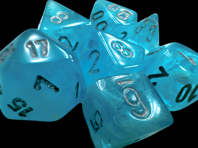 Chessex Luminary Mini-hedral Sky/silver 7-Die set | Mega City Incorporated