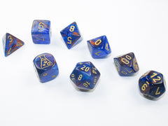 Chessex Lustrous Azurite/gold Polyhedral 7-Dice Set (with bonus die) | Mega City Incorporated