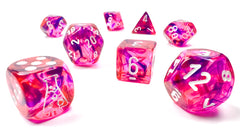 Chessex Nebula Black Light Special/white Polyhedral 7-Dice Set (with bonus die) | Mega City Incorporated