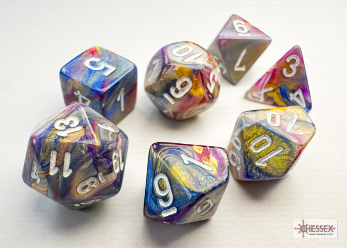 Chessex Festive Mini-hedral Carousel/white 7-Die Set | Mega City Incorporated