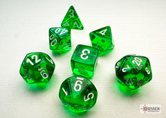 Chessex Translucent Mini-hedral Green/white 7-Die Set | Mega City Incorporated