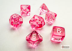 Chessex Translucent Mini-hedral Pink/white 7-Die Set | Mega City Incorporated