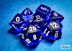 Chessex Translucent Blue/white Polyhedral 7-Dice Set | Mega City Incorporated