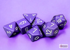 Chessex Opaque Purple/white Polyhedral 7-Dice Set | Mega City Incorporated