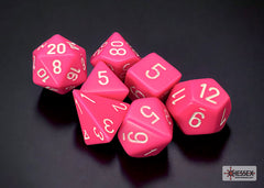 Chessex Opaque Pink/white Polyhedral 7-Dice Set | Mega City Incorporated