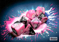 Chessex Gemini Black-Pink/white Polyhedral 7-Dice Set | Mega City Incorporated