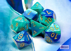 Chessex Gemini Blue-Teal/gold Polyhedral 7-Dice Set | Mega City Incorporated