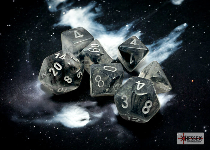 Chessex Borealis Light Smoke/silver Luminary Polyhedral 7-Dice Set | Mega City Incorporated