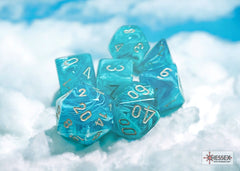 Chessex Cirrus Aqua/silver Polyhedral 7-Dice Set | Mega City Incorporated