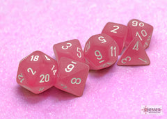 Chessex Frosted Pink/white Polyhedral 7-Dice Set | Mega City Incorporated