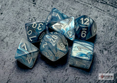 Chessex Lustrous Slate/white Polyhedral 7-Dice Set | Mega City Incorporated