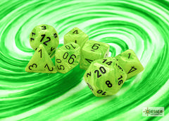 Chessex Vortex Bright Green/black Polyhedral 7-Dice Set | Mega City Incorporated