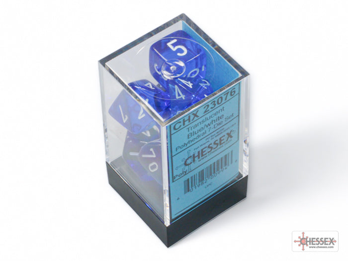 Chessex Translucent Blue/white Polyhedral 7-Dice Set | Mega City Incorporated