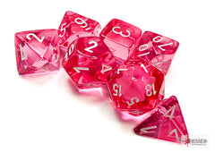 Chessex Translucent Pink/white Polyhedral 7-Dice Set | Mega City Incorporated