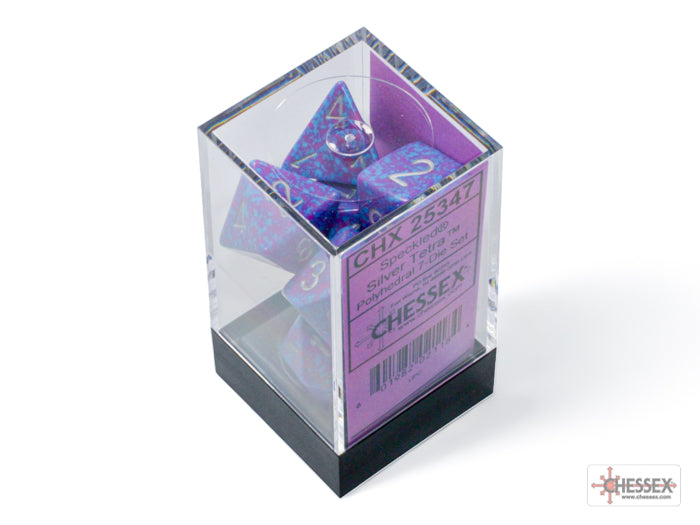 Chessex Speckled Silver Tetra Polyhedral 7-Dice Set | Mega City Incorporated