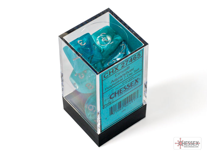 Chessex Cirrus Aqua/silver Polyhedral 7-Dice Set | Mega City Incorporated