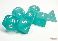 Chessex Frosted Teal/white Polyhedral 7-Dice Set | Mega City Incorporated