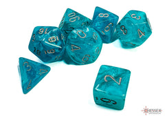 Chessex Cirrus Aqua/silver Polyhedral 7-Dice Set | Mega City Incorporated