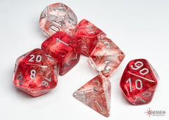 Chessex Nebula Red/silver Luminary Polyhedral 7-Dice Set | Mega City Incorporated