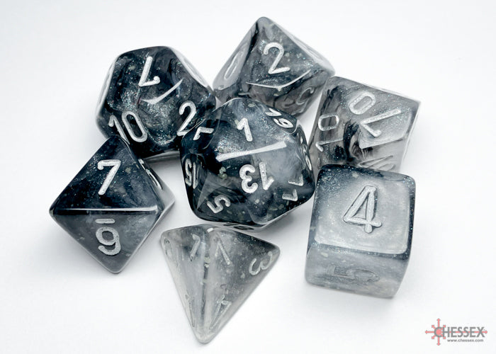 Chessex Borealis Light Smoke/silver Luminary Polyhedral 7-Dice Set | Mega City Incorporated