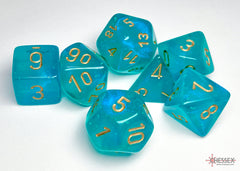 Chessex Borealis Teal/gold Luminary Polyhedral 7-Dice Set | Mega City Incorporated
