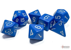 Chessex Opaque Blue/white Polyhedral 7-Dice Set | Mega City Incorporated