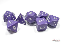 Chessex Opaque Purple/white Polyhedral 7-Dice Set | Mega City Incorporated