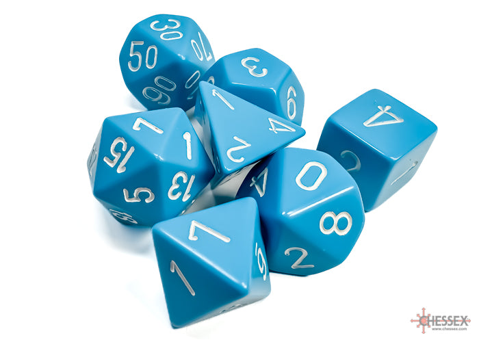 Chessex Opaque Light Blue/white Polyhedral 7-Dice Set | Mega City Incorporated