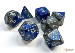 Chessex Gemini Blue-Steel/white Polyhedral 7-Dice Set | Mega City Incorporated