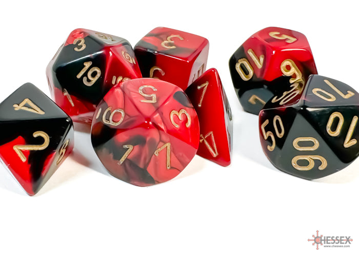 Chessex Gemini Black-Red/gold Polyhedral 7-Dice Set | Mega City Incorporated