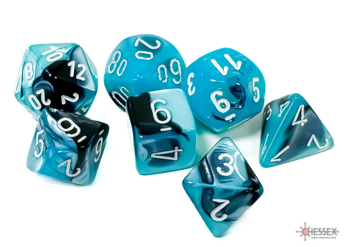 Chessex Gemini Black-Shell/white Polyhedral 7-Dice Set | Mega City Incorporated