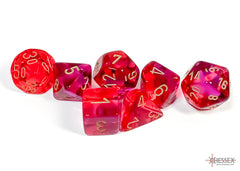 Chessex Gemini Translucent Red-Violet/gold Polyhedral 7-Dice Set | Mega City Incorporated