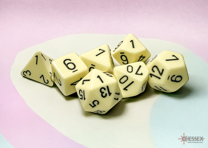 Chessex Opaque Pastel Yellow/black Polyhedral 7-Dice Set | Mega City Incorporated