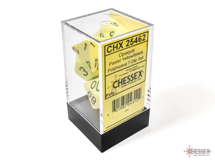 Chessex Opaque Pastel Yellow/black Polyhedral 7-Dice Set | Mega City Incorporated