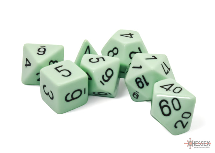 Chessex Opaque Pastel Green/black Polyhedral 7-Dice Set | Mega City Incorporated