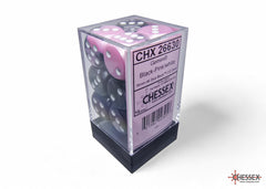 Chessex Gemini Black-Pink/white 16mm d6 Dice Block (12 dice) | Mega City Incorporated