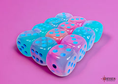 Chessex Gemini Gel Green-Pink/blue Luminary 16mm d6 Dice Block (12 dice) | Mega City Incorporated