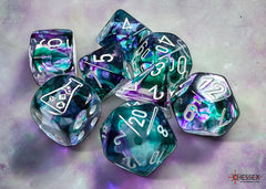 Chessex Nebula Fluorite/white Polyhedral 7-Dice Set (with bonus die) | Mega City Incorporated