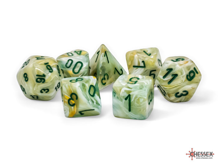 Chessex Marble Mega-hedral Green/dark green 7-Die Set | Mega City Incorporated