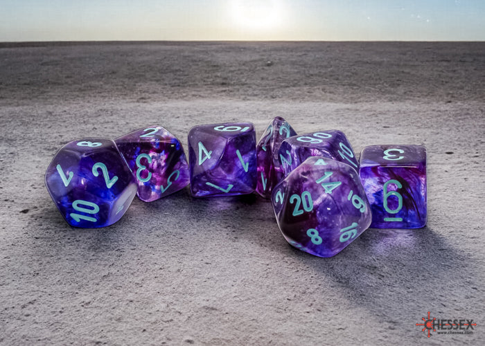 Chessex Nebula Mega-hedral Nocturnal/turquoise Luminary 7-Die Set | Mega City Incorporated