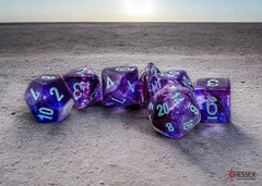 Chessex Nebula Mega-hedral Nocturnal/turquoise Luminary 7-Die Set | Mega City Incorporated