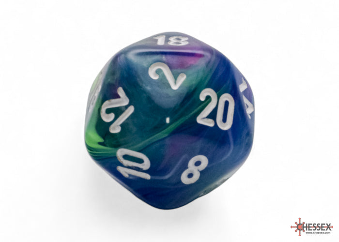 Chessex Festive Mega-hedral Waterlily/white d20 | Mega City Incorporated