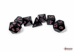 Chessex Opaque Black/pink Polyhedral 7-Dice Set | Mega City Incorporated